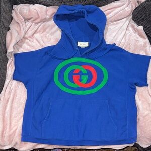 Gucci Men’s or Women’s Royal Blue Short Sleeve Hooded Sweatshirt. Super clean!